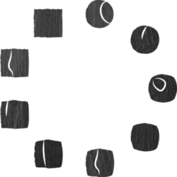Grafický symbol exkluzivní péče Oakcent znázorňující komplexní servis od výběru dekoru až po odbornou pokládku s desetiletou zárukou.